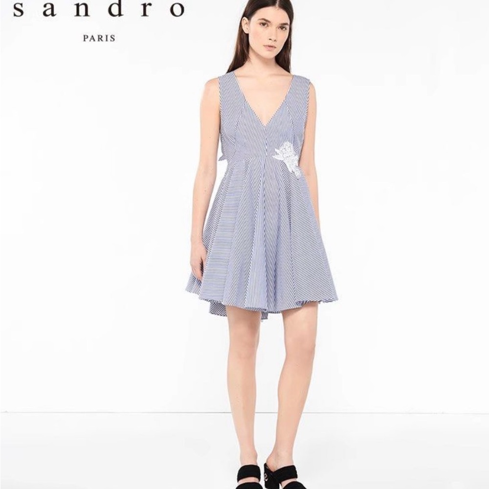 NWOT Sandro mini-length dress size 2. Blue and white stripes. Stunning